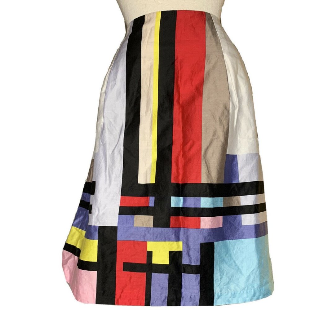 Linea Domani A Line Skirt Color Block Colorful 4 - Picture 1 of 12
